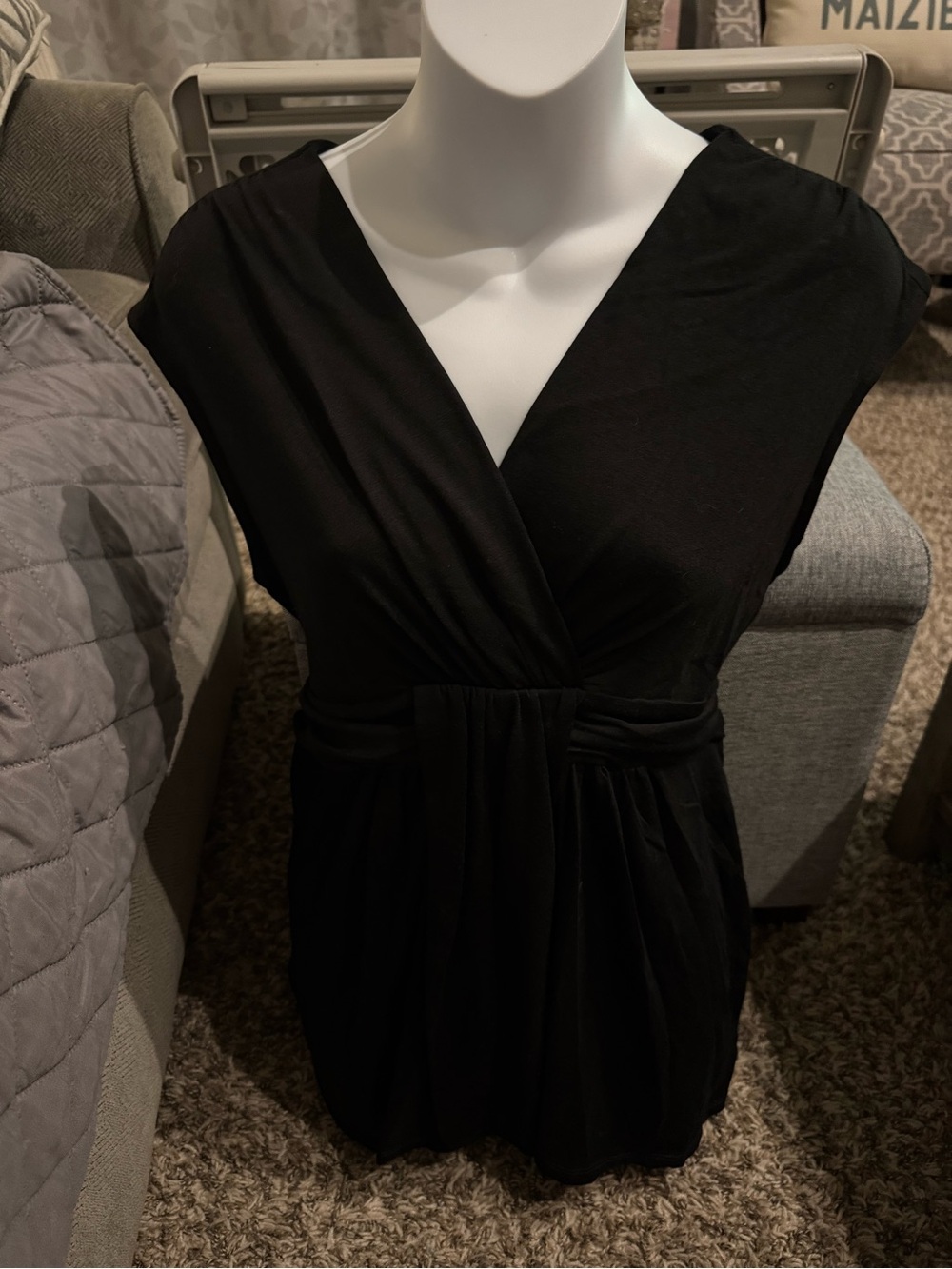 Motherhood Black V-Neck Short Sleeve Maternity Top